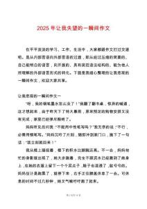 2025年讓我失望的一瞬間作文