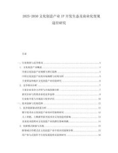 2025-2030文化創(chuàng)意產(chǎn)業(yè)IP開發(fā)生態(tài)及商業(yè)化變現(xiàn)途徑研究