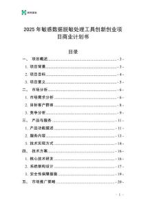 2025年敏感數據脫敏處理工具創新創業項目商業計劃書
