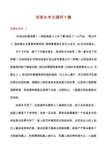 回家鄉(xiāng)作文通用十篇