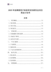 2025年按摩器用戶體驗研究創(chuàng)新創(chuàng)業(yè)項目商業(yè)計劃書