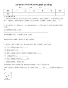 山東省鄒城市初中化學期末測試完整題庫【奪分金卷】