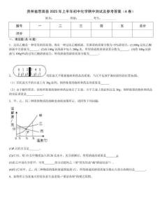 貴州省思南縣2025年上半年初中化學(xué)期中測(cè)試及參考答案（A卷）