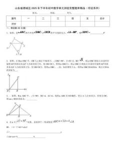 山東省德城區(qū)2025年下半年初中數(shù)學(xué)單元測驗(yàn)完整題庫精品（奪冠系列）