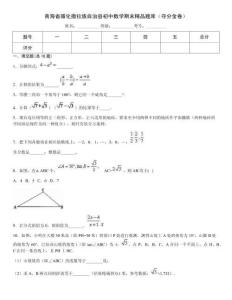 青海省循化撒拉族自治縣初中數(shù)學(xué)期末精品題庫（奪分金卷）