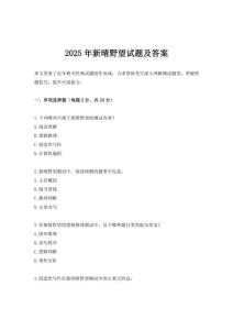 2025年新晴野望試題及答案