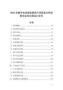 2025年數(shù)字電視接收器用戶活躍度分析創(chuàng)新創(chuàng)業(yè)項(xiàng)目商業(yè)計(jì)劃書