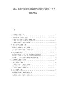 2025-2030中國港口建設地質勘查技術要求與災害防治研究