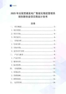 2025年垃圾焚燒發(fā)電廠智能化物流管理系統(tǒng)創(chuàng)新創(chuàng)業(yè)項目商業(yè)計劃書