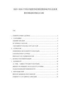2025-2030中國在線教育政策收緊影響評估及素質教育賽道轉型機會分析