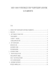 2025-2030中國存儲芯片國產化替代進程與供應鏈安全戰略研究