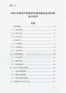 2025年知識(shí)產(chǎn)權(quán)保護(hù)年度創(chuàng)新創(chuàng)業(yè)項(xiàng)目商業(yè)計(jì)劃書
