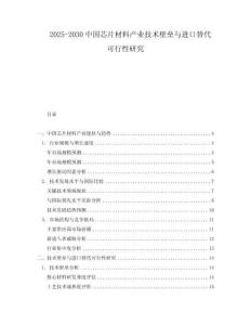 2025-2030中國芯片材料產(chǎn)業(yè)技術壁壘與進口替代可行性研究