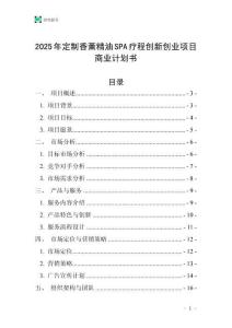 2025年定制香薰精油SPA療程創(chuàng)新創(chuàng)業(yè)項目商業(yè)計劃書