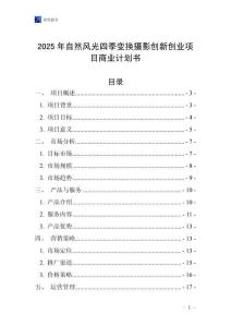 2025年自然風光四季變換攝影創新創業項目商業計劃書