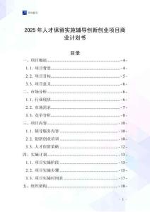 2025年人才保留實(shí)施輔導(dǎo)創(chuàng)新創(chuàng)業(yè)項(xiàng)目商業(yè)計(jì)劃書(shū)