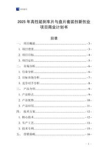 2025年高性能剎車片與盤片套裝創(chuàng)新創(chuàng)業(yè)項目商業(yè)計劃書