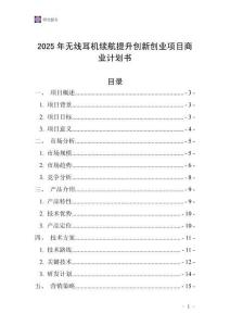 2025年無線耳機續(xù)航提升創(chuàng)新創(chuàng)業(yè)項目商業(yè)計劃書