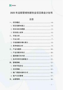 2025年遠程管理創(chuàng)新創(chuàng)業(yè)項目商業(yè)計劃書