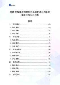 2025年智能建筑材料創新孵化基地創新創業項目商業計劃書