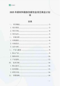 2025年新材料服務創新創業項目商業計劃書