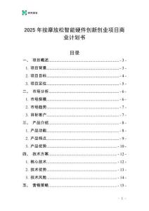 2025年按摩放松智能硬件創新創業項目商業計劃書