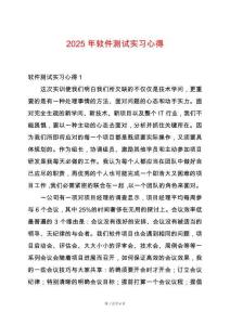 2025年軟件測(cè)試實(shí)習(xí)心得