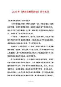 2025年《拆掉思維里的墻》讀書筆記