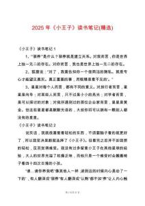 2025年《小王子》讀書筆記(精選)