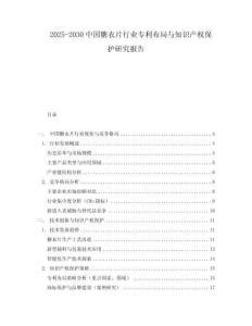 2025-2030中國糖衣片行業專利布局與知識產權保護研究報告