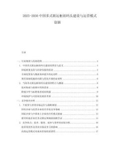 2025-2030中國多式聯運樞紐碼頭建設與運營模式創新