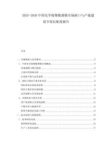 2025-2030中國光學級聚酯薄膜市場缺口與產能建設節奏匹配度報告