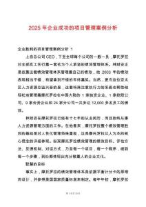 2025年企業(yè)成功的項目管理案例分析