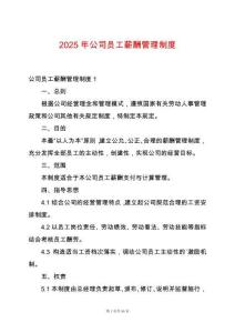 2025年公司員工薪酬管理制度