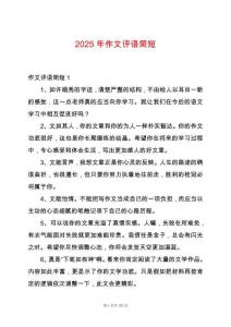 2025年作文評語簡短