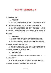 2025年公司薪酬調整方案