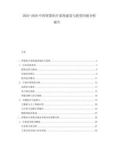 2025-2030中國智慧醫療系統建設與投資回報分析報告