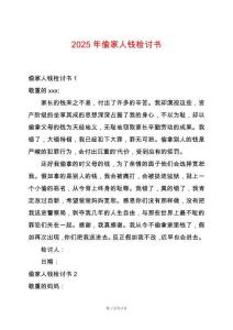 2025年偷家人錢檢討書