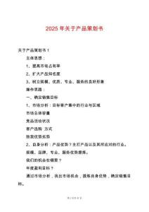 2025年關(guān)于產(chǎn)品策劃書
