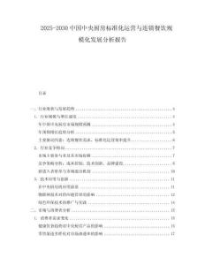2025-2030中國中央廚房標準化運營與連鎖餐飲規?；l展分析報告