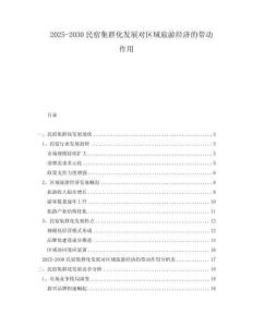 2025-2030民宿集群化發展對區域旅游經濟的帶動作用