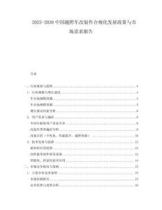 2025-2030中國越野車改裝件合規(guī)化發(fā)展政策與市場需求報告