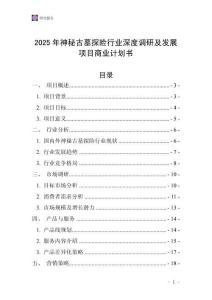 2025年神秘古墓探險行業深度調研及發展項目商業計劃書