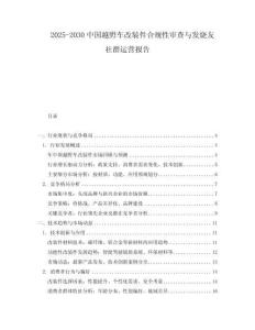 2025-2030中國越野車改裝件合規(guī)性審查與發(fā)燒友社群運營報告