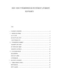 2025-2030中國虛擬現(xiàn)實技術(shù)應(yīng)用場景與市場接受度評估報告