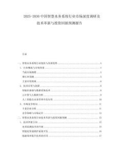 2025-2030中國智慧水務系統行業市場深度調研及技術革新與投資回報預測報告