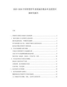 2025-2030中國(guó)智慧停車系統(tǒng)城市覆蓋率及投資回報(bào)研究報(bào)告