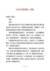 2025年哥哥的一封信