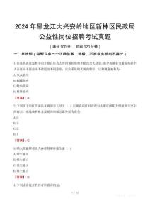 2024年黑龍江大興安嶺地區(qū)新林區(qū)民政局公益性崗位招聘考試真題