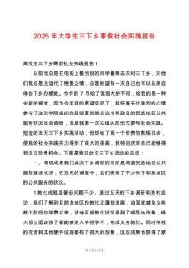 2025年大學生三下鄉寒假社會實踐報告